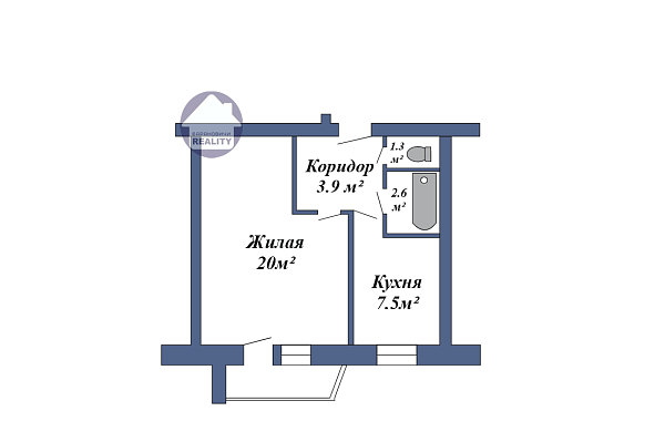 1-к квартира, 37 кв.м.