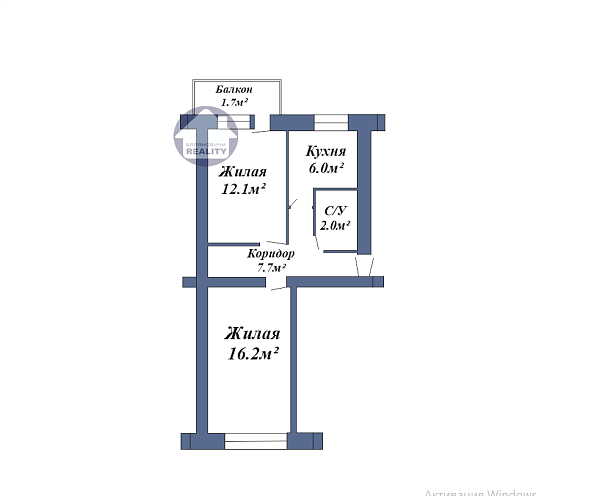 2-к квартира, 46 кв.м.