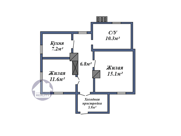 2-к квартира, 56 кв.м.