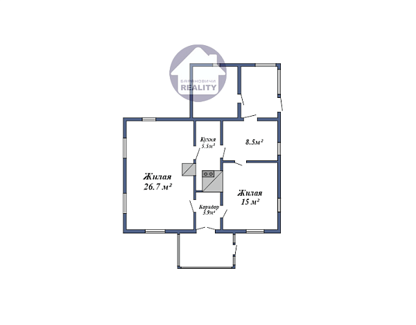 Дом с участком, 85 кв.м.