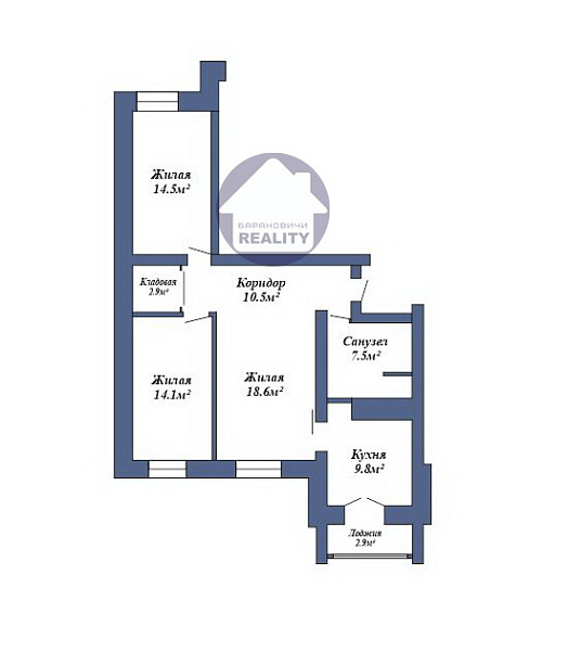 3-к квартира, 79 кв.м.