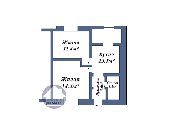 2-к квартира, 46 кв.м.