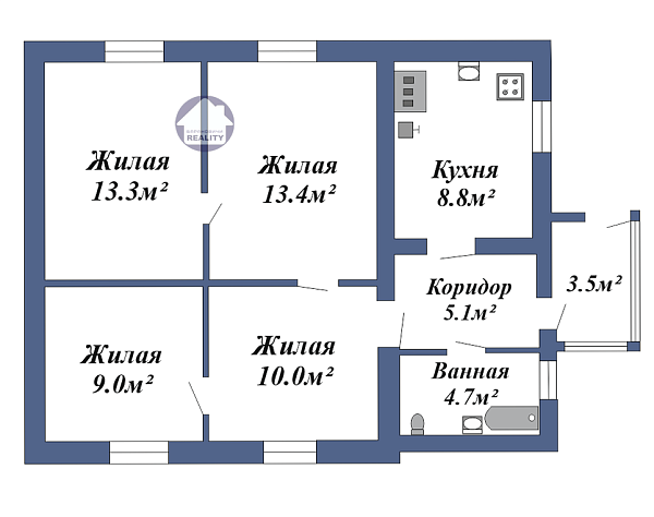 Дом с участком, 67 кв.м.